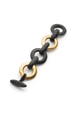 Natori Bracelets-Acacia Wood And Gold Plated Circle Chain Link Bracelet