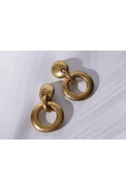 Natori Earrings-Acacia Wood And Gold Plated Hoop Earrings