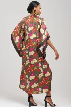 Natori Caftan Dresses-Agathe Kimono Sleeve Silk Caftan