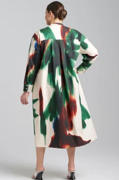 Natori Dresses|Plus Sizes-Amalfi Printed Cotton Poplin Oversized Shirtdress