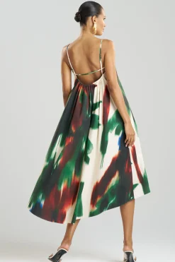 Natori Dresses-Amalfi Printed Cotton Poplin Open Back Dress