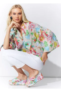 Natori Tops, Shirts & Tunics-Amanpulo Cotton Poplin Oversized Pleated Top