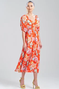 Natori Dresses-Amanpulo Obi Silk Beaded Kimono Dress