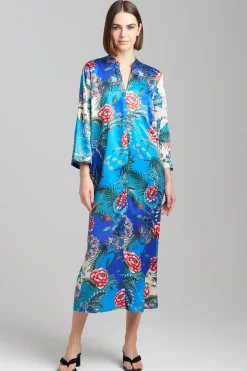 Natori Caftans|Plus Sizes-Andalusia Satin Zip Caftan