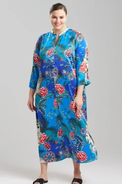 Natori Caftans|Plus Sizes-Andalusia Satin Zip Caftan