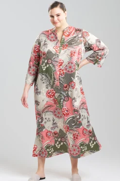 Natori Caftans|Plus Sizes-Andalusia Satin Zip Caftan