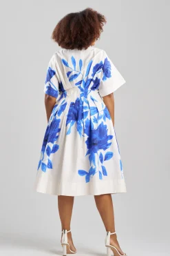 Natori Dresses-Andora Printed Cotton Poplin Pleated Dress