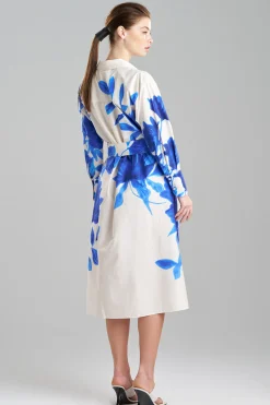 Natori Dresses-Andora Printed Cotton Poplin Oversized Shirtdress