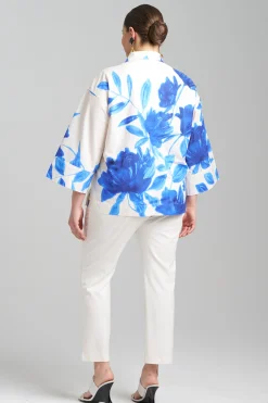Natori Tops, Shirts & Tunics-Andora Printed Cotton Poplin Kimono Wrap Shirt