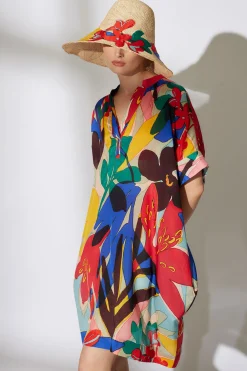 Natori Dresses|Beach Caftans-Antibes Printed Obi Silk Caftan Dress