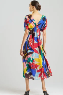 Natori Dresses|Beach Caftans-Antibes Printed Obi Silk Dress