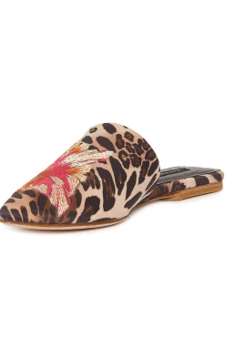 Natori Slides-Arri Luxe Leopard Satin Embroidered Slide