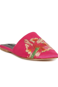 Natori Slides-Arri Satin Embroidered Slide