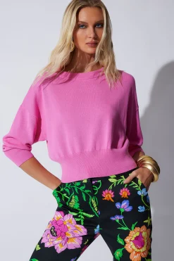 Natori Tops, Shirts & Tunics|Knitwear-Beijing Textured Knit Crewneck Cropped Sweater