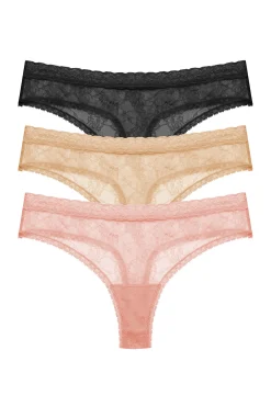 Natori Thongs-Bliss Allure One-Size Lace Thong 3-Pack