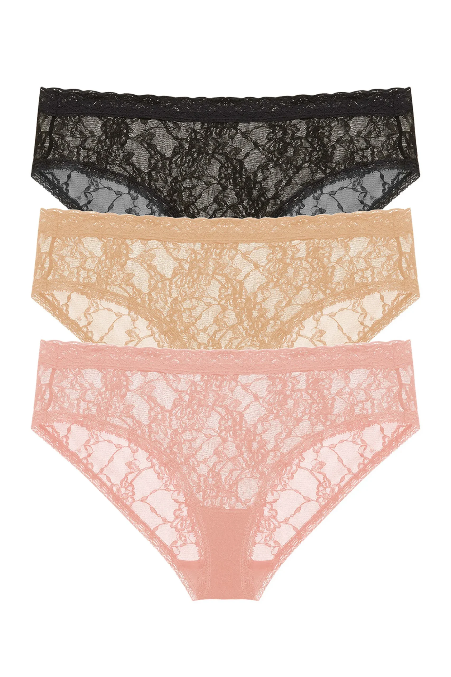Natori Briefs-Bliss Allure One-Size Lace Girl Brief 3-Pack