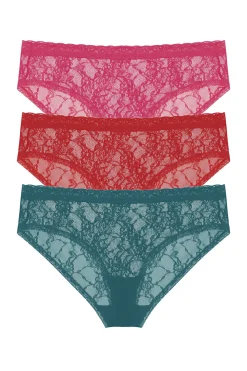 Natori Briefs-Bliss Allure One-Size Lace Girl Brief 3-Pack