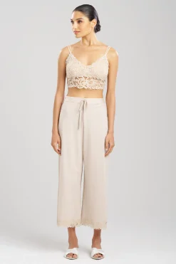 Natori Pajama Bottoms|Lounge Bottoms-Bliss Harmony Lace Applique Cropped Pants