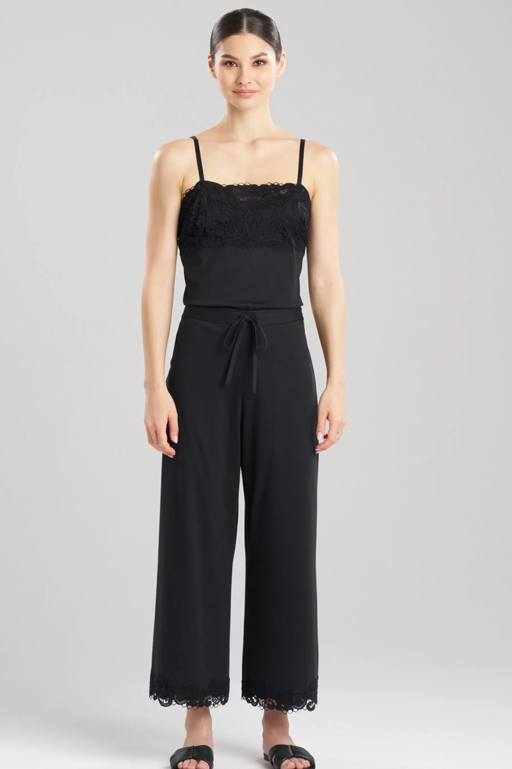 Natori Pajama Bottoms|Lounge Bottoms-Bliss Harmony Lace Applique Cropped Pants
