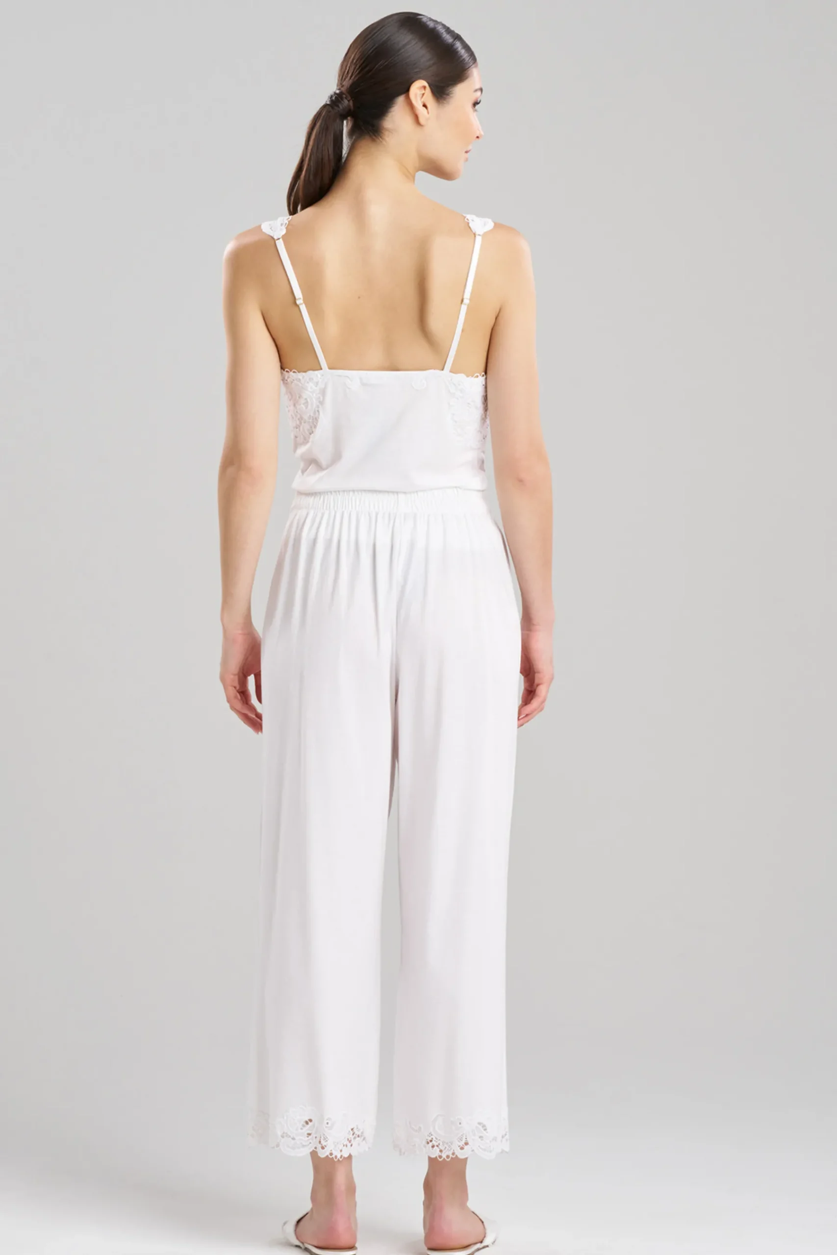 Natori Pajama Bottoms|Lounge Bottoms-Bliss Harmony Lace Applique Cropped Pants