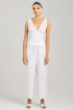 Natori Pajama Bottoms|Lounge Bottoms-Bliss Harmony Lace Applique Cropped Pants