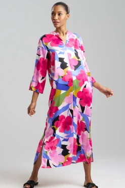 Natori Caftans|Plus Sizes-Bonita Satin Zip Caftan