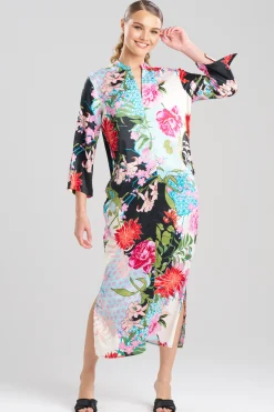 Natori Caftans|Caftan Dresses-Botanique Satin Zip Caftan