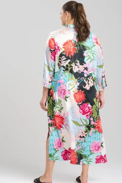 Natori Caftans|Caftan Dresses-Botanique Satin Zip Caftan