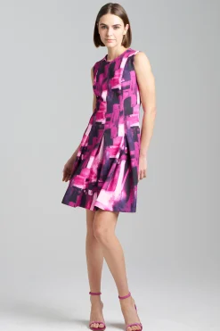Natori Dresses-Brushstroke Pleated Dress
