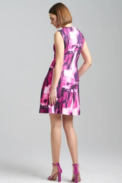 Natori Dresses-Brushstroke Pleated Dress