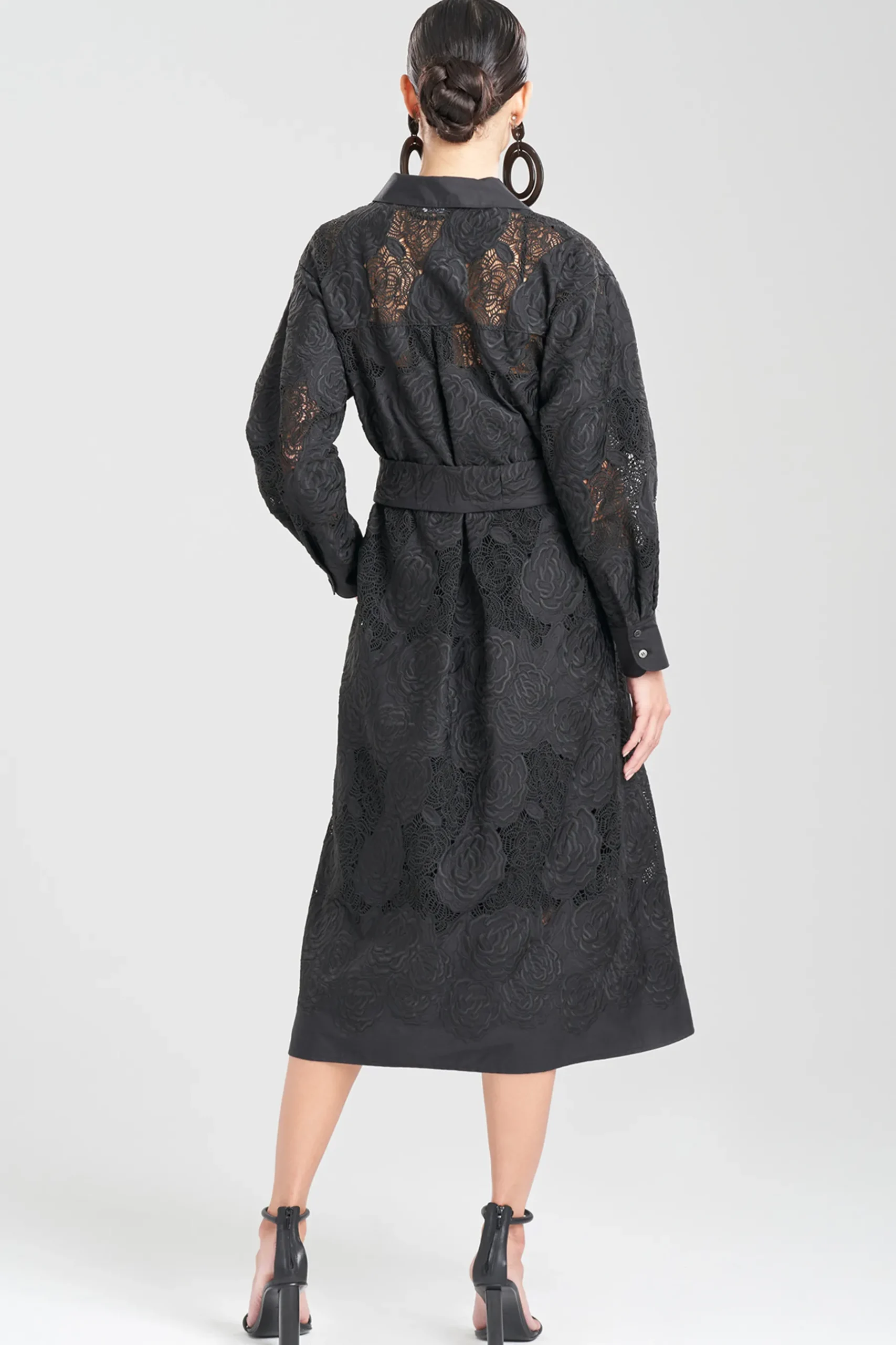 Natori Dresses-Calado Embroidery Cotton Belted Dress