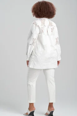 Natori Bridal Shower Outfits|Plus Sizes-Calado Embroidery Cotton Oversized Top