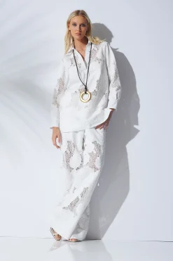 Natori Bridal Shower Outfits|Plus Sizes-Calado Embroidery Cotton Pants