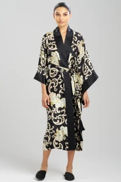 Natori Robes & Kimonos-Camille Floral Scroll Kimono Silk Robe