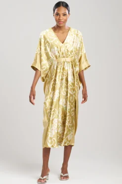 Natori Caftan Dresses-Camille Floral Scroll Silk Caftan