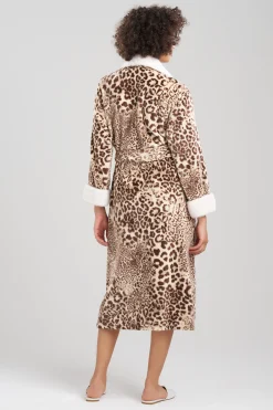 Natori Robes & Kimonos-Cashmere Leopard Faux Fur Collar Robe