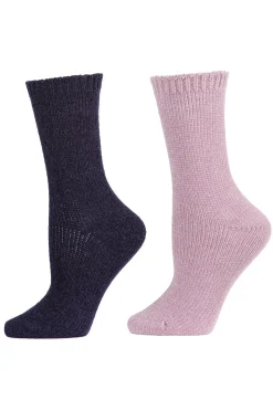 Natori Socks-Chenille Solid Crew Socks - 2 Pair Pack