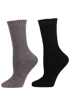 Natori Socks-Chenille Solid Crew Socks - 2 Pair Pack