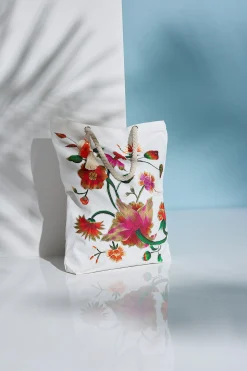 Natori Bags-Chikayo Embroidered Canvas Tote Bag