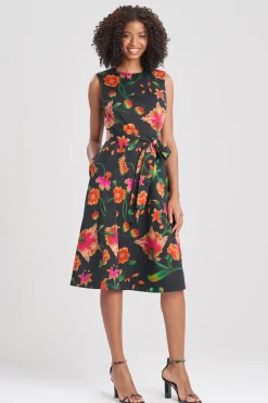 Natori Dresses-Chikayo-Cotton Sateen Midi Dress