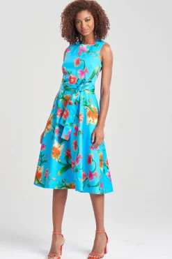 Natori Dresses-Chikayo-Cotton Sateen Midi Dress
