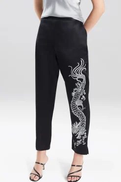 Natori Pajama Bottoms-Chinoiserie Embroidery Silk Pants
