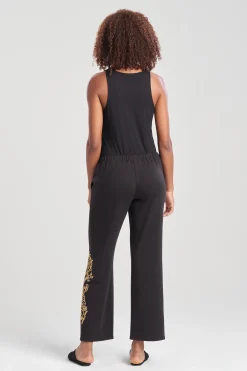 Natori Lounge Bottoms-Cocoon Embroidered Dragon Straight Leg Pants
