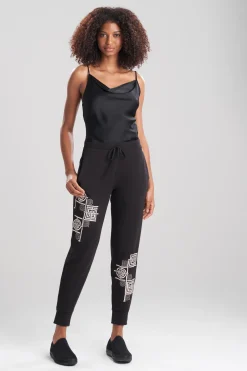 Natori Lounge Bottoms-Cocoon Embroidered Jogger Pants