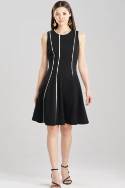 Natori Dresses-Compact Knit Embroidered Dress