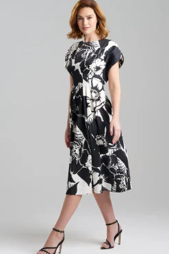 Natori Dresses-Cote D'Azur Cotton Chino Fit & Flare Pleated Dress