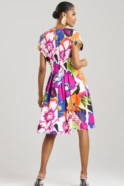 Natori Dresses-Cote D'Azur Cotton Chino Fit & Flare Pleated Dress