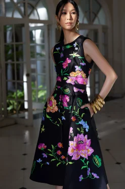 Natori Dresses|Wedding Guest Dresses-Cotton Chino Belted Dress