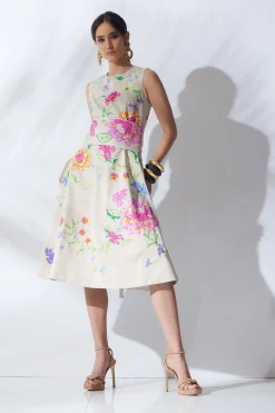 Natori Dresses|Wedding Guest Dresses-Cotton Chino Belted Dress