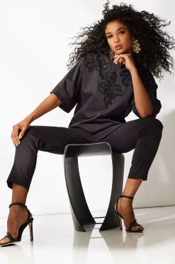 Natori Tops, Shirts & Tunics-Cotton Chino Embroidered Top